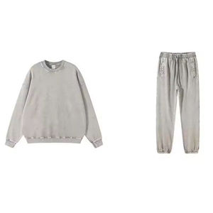 Acid Washed <b>Tracksuits</b> OEM ODM Crewneck Set sweatshirt and Sweatpants Set <b>Plain</b> <b>Tracksuits</b> for Men Manufacturer Process Impex - Product Image 5
