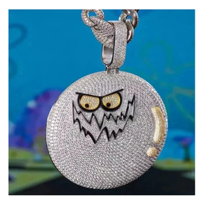 จี้ฮิปฮอปสำหรับผู้ชายประดับเพชรแบบสองสีทอง2Ct เจียระไนทรงกลมสีทองแบบสองสี14K - Product Image 3