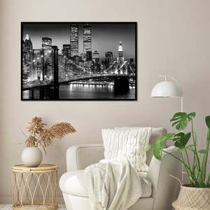 Luces de póster de Nueva York de diseño moderno con imágenes del Centro Comercial Mundial y del Puente de Brooklyn - Product Image 1