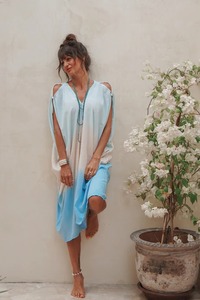 Robe en coton tie-dye de qualité supérieure, écologique, respirante, confortable, longueur midi, pour les événements musicaux d'été, garde-robe - Product Image 2