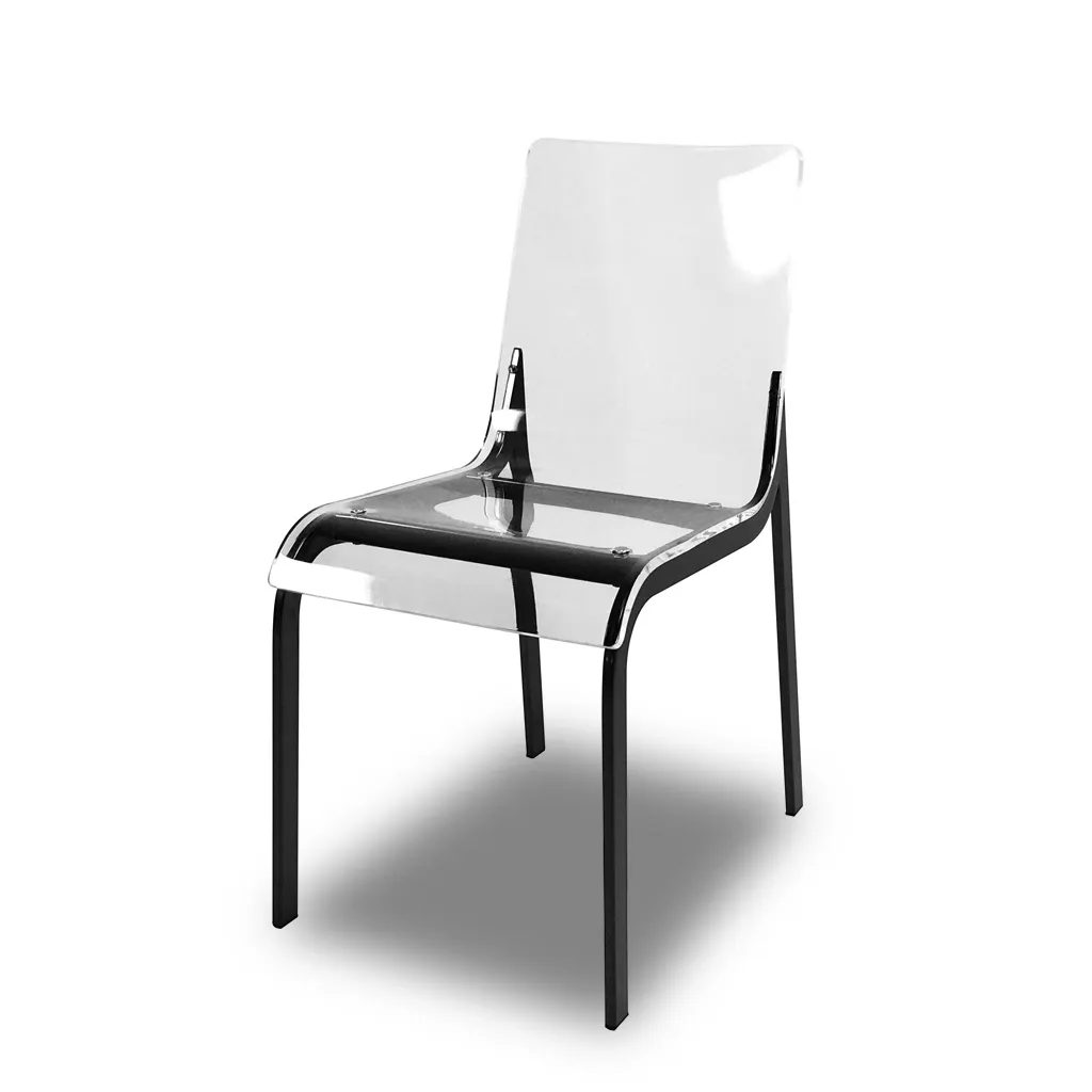เก้าอี้รับประทานอาหารมอร์เดนโลหะอะคริลิคใสสีงาช้าง