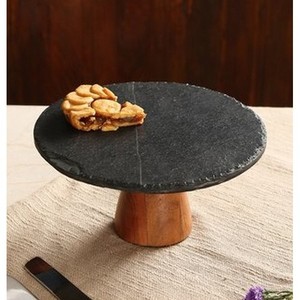 Huge Demand on High Quality Natural Wood Color Acacia Wood and <b>Marble</b> <b>Cake</b> <b>Stand</b> Wedding Party Decoration Server - Product Image 2