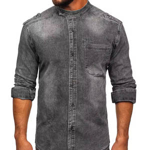 เสื้อยีนส์ผ้าคอตตอนเนื้อนุ่มสำหรับผู้ชายเสื้อเชิ้ตลำลองใส่ได้ทุกวันเสื้อยีนส์แฟชั่นแนวสตรีทแบบสลิมฟิต - Product Image 1