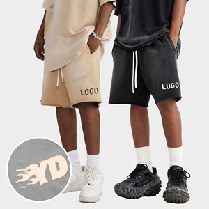 กางเกงขาสั้นผู้ชายทรงลำลองผ้าวอร์สเต็ดย้อมสีแบบวินเทจ ระบายอากาศได้ดี แห้งเร็ว เป็นมิตรกับสิ่งแวดล้อม มีเชือกผูกเอว สีซีดจางแบบซันเฟด เหมาะสำหรับฤดูร้อน ไซส์พลัส - Product Image 2