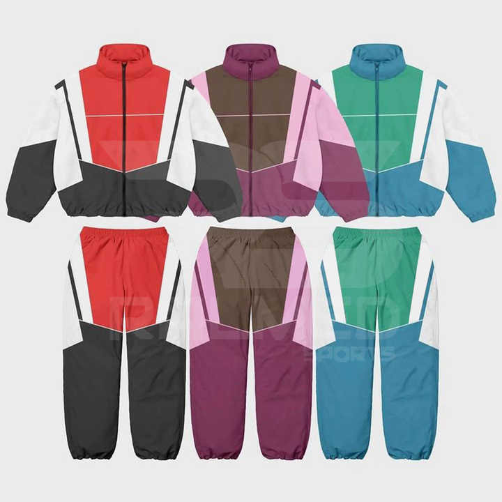 2025 Windbreaker Tracksuit Drop Shoulder Water Proof 2 Piece Drop Shoulder Zipper Jacket and Trouser Set For Men's