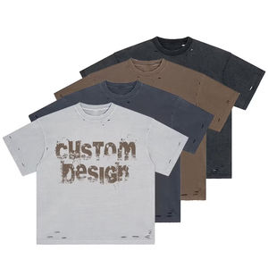 เสื้อยืดคอกลมโอเวอร์ไซส์ผ้าฝ้ายหนา 300GSM สำหรับผู้ชาย สไตล์วินเทจ พิมพ์ลายโลโก้แบบ DGT ได้ - Product Image 3