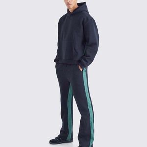 Conjunto de pantalones de chándal y Sudadera con capucha personalizados para hombre, de gran tamaño Sudadera con capucha, pantalones de Jog con hombros caídos, ropa de calle, pantalones apilados, chándal para hombre - Product Image 1