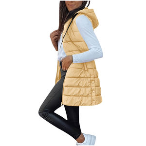 Winter Unisex Sleeveless Outerwear 100% Polyester <b>Waistcoat</b> 90% Duck Stand-up Collar Vest Street wear long puffer vest hooded - Product Image 4