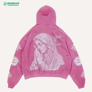Sweat à capuche unisexe en molleton bouclette 100% coton de haute qualité, délavé à l'acide et à la pierre, style streetwear vintage - Product Image 6