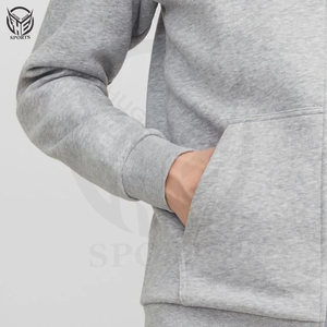 Sweat à capuche léger coupe-vent à séchage rapide en molleton 100% coton tricoté d'hiver sur mesure de haute qualité pour hommes - Product Image 3