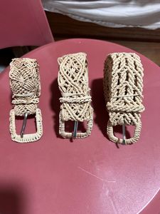 Ceinture en coton tissée à la main, corde en macramé, accessoire de mode décontracté pour femmes, boucle en acier crochetée à la main, largeur 3,5 cm, longueur 120 cm - Product Image 3