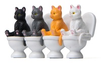 Figurines de chat miniature de haute qualité assises sur un toilette, pour micro-paysage, bonsaï, décoration d'aquarium