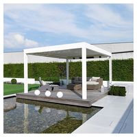 Gazebo Pergola à persiennes motorisé bioclimatique sur mesure étanche en alliage d'aluminium avec panneau en polycarbonate