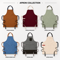 Tablier classique robuste réutilisable en toile noire avec poches tissées, lavable en machine, résistant à l'eau, écologique, pour la cuisine quotidienne