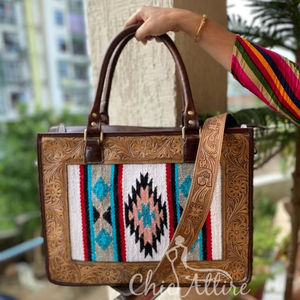 Nouveau véritable fait à la main usiné aztèque en cuir sacs fourre-tout femmes élégant sac à provisions élégant Style Vintage parfait accessoire sacs en cuir - Product Image 1