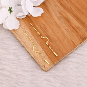 Boucles d'oreilles en chaîne de fils en laiton plaqué or jaune faites à la main, boucles d'oreilles minimalistes bohèmes, boucles d'oreilles tendance, cadeaux de mariage populaires, bijoux - Product Image 3