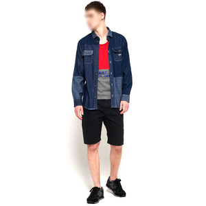 Short en jean noir taille moyenne Style décontracté hommes haute qualité respirant tricoté tissage Logo personnalisé fait Pakistan solide court - Product Image 2