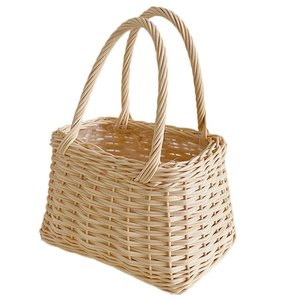 Tienphong Wholesale Rectangular Handwoven Rattan <b>Small</b> <b>Basket</b> with Handle for Flower Gifts in Beige - Product Image 3