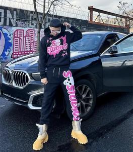 100% algodón personalizado para hombre chándal acampanado con capucha y pantalón conjunto de Color sólido transpirable conjunto - Product Image 6