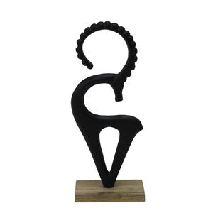 Aluminium et bois Renne avec base rectangulaire noir mort mat revêtement poudré dessus de table décoration maison et Noël - Product Image 1