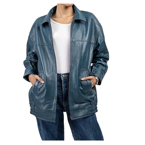 Veste en cuir et nylon réversible pour homme, manteau d'hiver, col montant, imperméable, zippé, brodé, service OEM 3D - Product Image 5