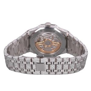 Montre pour homme en acier inoxydable bicolore argent et or rose avec diamants Moissanite VVS, bijoux de luxe glacés, style Hip Hop - Product Image 5