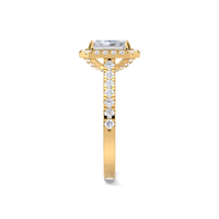 Anillo de Compromiso y Boda con Diamante Cultivado en Laboratorio, Corte Radiante de 1 Quilate, Certificado por IGI, con Halo, en Oro Amarillo/Blanco/Rosa de 18K, con Pavé