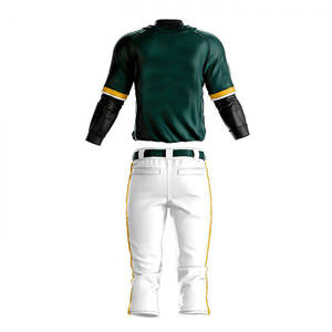 Combinaisons de couleurs modernes athlétiques maillot de baseball vert uniforme de baseball garniture de tuyauterie costume de qualité supérieure chemises de baseball bon marché - Product Image 2