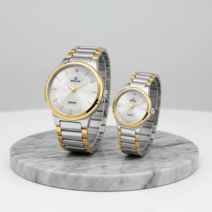 Montres élégantes assorties pour couples, montre-bracelet analogique à quartz, coffret cadeau - Product Image 5