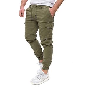 Pantalones Cargo ajustados de cintura alta para hombre, nueva moda, ropa de calle informal con múltiples bolsillos, Parte delantera plana recta, proveedor BD - Product Image 2