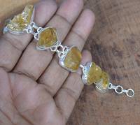 Citrine brute pierres précieuses 925 argent Sterling excellente qualité Bracelet de créateur fait main à la mode personnalisé pour les femmes bijoux fins