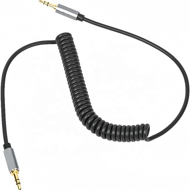 High Quality 1.8M TRRS Audio Coiled Spring Retractable Cable for Car Monitor Projector Computer PVC Jacket Combination Shielding