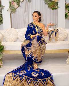Robe de mariée élégante à col en V avec soutien-gorge intégré en dentelle, tissu de couleur bonbon, anti-rides, Somali Dirac, longueur au sol, robe de luxe faite à la main - Product Image 5
