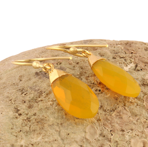 Bijoux tendance, boucles d'oreilles pendantes en forme de poire, quartz jaune, plaqué or 24k, crochet, goutte d'eau, jolies boucles d'oreilles d'anniversaire - Product Image 5