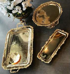 Decorative Steel And Brass Serving Tray For Fruits Dry <b>Nuts</b> And Snacks Display At Home And Festive Events - Product Image 3