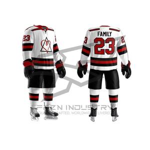 Vente en gros de kit d'uniforme de hockey sur glace Service OEM Logo d'équipe personnalisé Vêtements de sport en tissu respirant à séchage rapide - Product Image 3