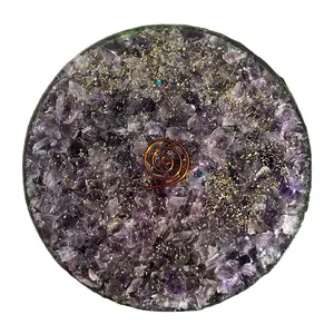 Orgone Seven Chakra Plate ametista Chips Natural Gemstone Round Charging Plates lotto all'ingrosso Healing Crystals Coaster Orgonite