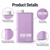 Bouteille de détergent à lessive personnalisée en acier inoxydable 304, 946 ml (32 oz), boîte métallique rectangulaire rechargeable avec bouchon à vis, emballage OEM ODM