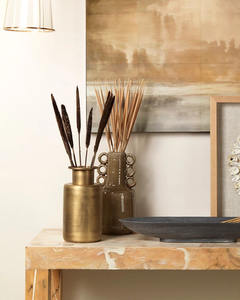 Florero de Metal dorado antiguo, jarrón de latón de Mesa para el hogar, sala de estar y decoración de balcón, jarrones de flores artificiales de hierro para boda - Product Image 3