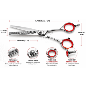 Ciseaux de coiffure professionnels de 6,7 pouces pour texturiser les cheveux, ciseaux à effiler en acier inoxydable, outil de coupe de salon réglable, fourniture OEM - Product Image 4