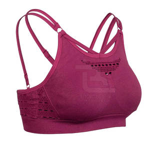 บราเล่นกีฬาโยคะระบายอากาศได้ดีแห้งเร็วไร้รอยต่อรองรับสูงโลโก้หน้า - Product Image 3