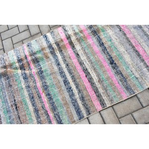 Alfombra Vintage de 2.9x6.8 pies, Alfombra Turca con Puntos Azules - Product Image 5