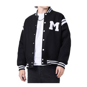 Veste de baseball noire élégante pour homme avec motif graffiti Style High Street pour tenues décontractées et semi-formelles Logo à l'avant - Product Image 1