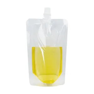 Custom Transparent Biodegradable Food Grade Liquid Packaging Bag Stand Up Pouch With Corner Spout