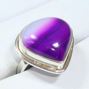 Natural Gemstone Sterling Silver Botswana Agate Ring Fashion Jewelry sterling silver eternity rings - Product Image 1