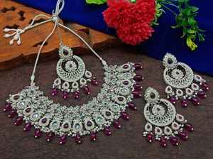 Indian Traditional Kundan Silver Plated Jewellery Set and Copper Necklace Set for Women & Girl Indian <b>Accessories</b> Jewlery Women - Product Image 4