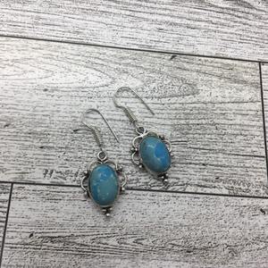 Cobre turquesa piedra preciosa 925 plateado gota pendiente conjunto hecho a mano Boho joyería regalo para mujer - Product Image 2