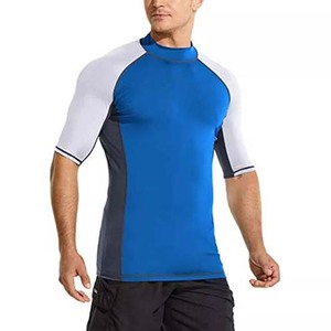 Vêtements d'entraînement pour hommes, maillots de Compression, entraînement athlétique, bon marché, 100% coton Polyester, manches courtes, protection contre les éruptions cutanées - Product Image 1