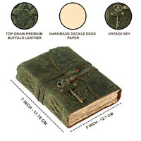 Journal en cuir gaufré floral vert avec serrure à clé Journal de voyage fait à la main carnet de croquis et cahier 200 pages 7x5 pouces livre Vintage