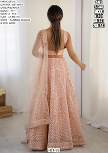 Lancement d'un nouveau filet en tissu Lehenga Choli semi-cousu avec des paillettes arc-en-ciel et Dori Work - Product Image 6